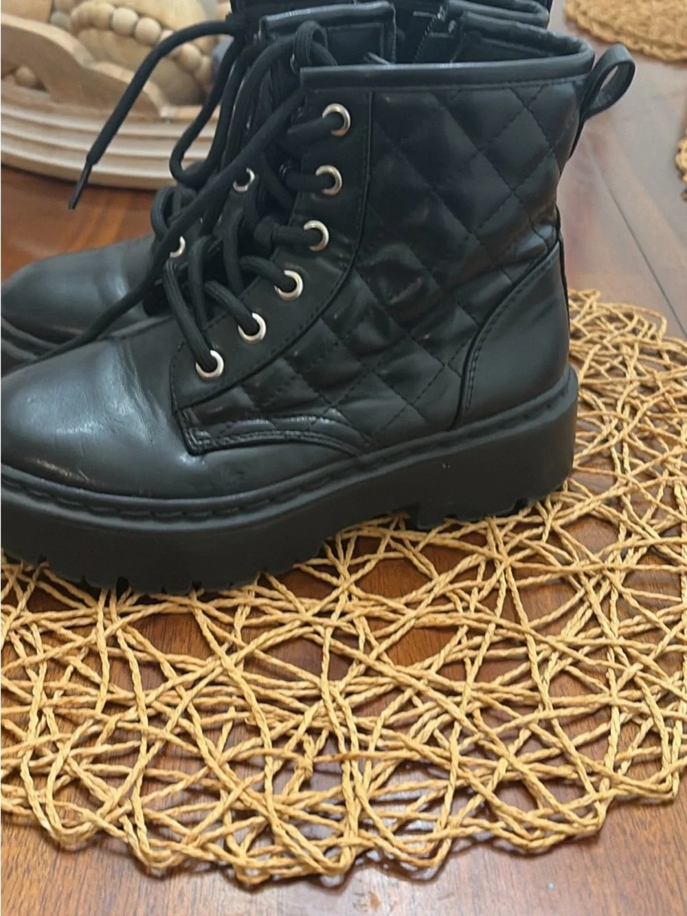 Steve Madden Black Kids Lace-Up Combat Boots